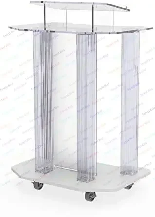 Mobile Acrylic Lectern with Wheels for Presentations, Churches, Schools, and Events