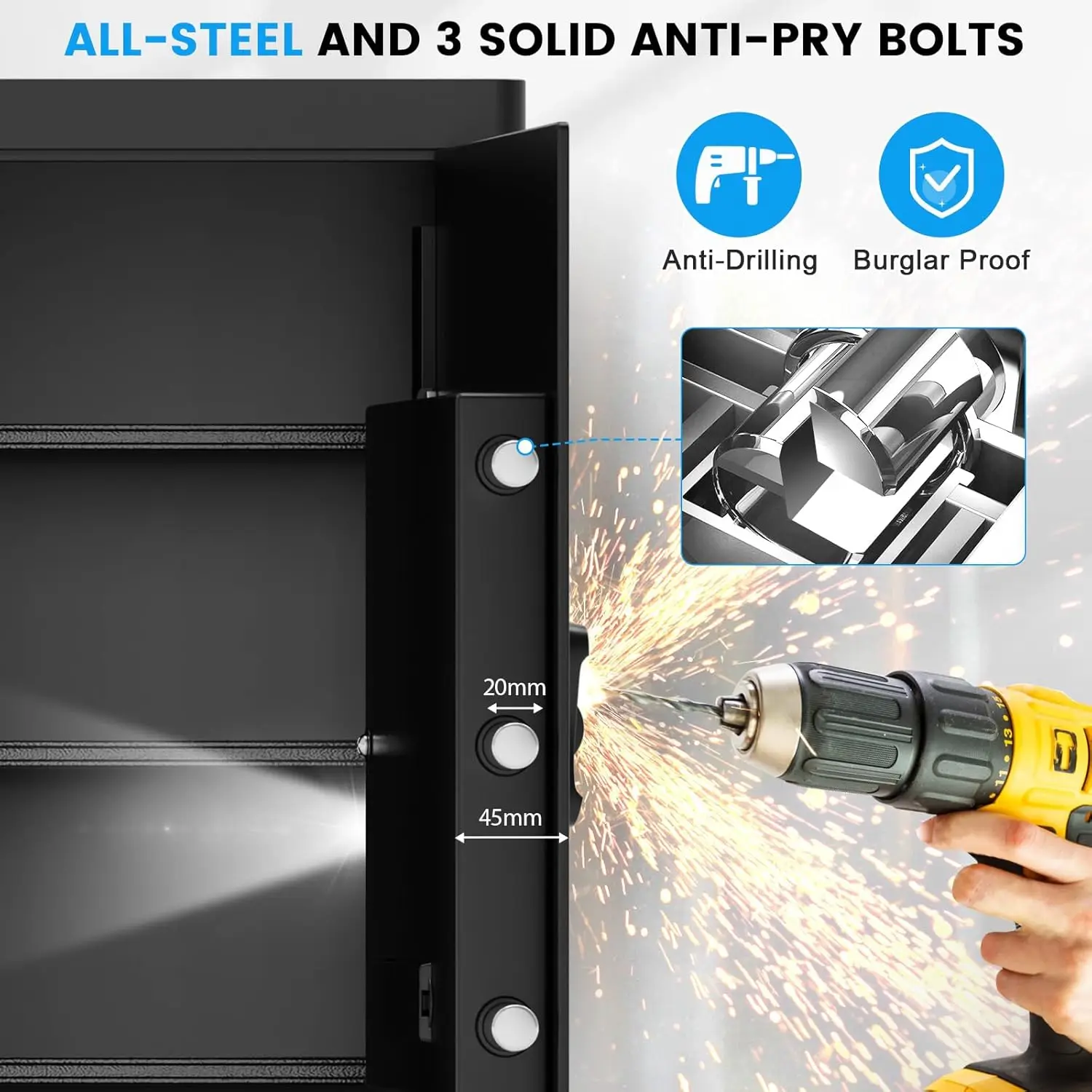 5.0 Cubic Large Home Safe Fireproof Waterproof, Digital Security Fireproof Safe Box with Combination Lock, Alarm Systerm and Rem