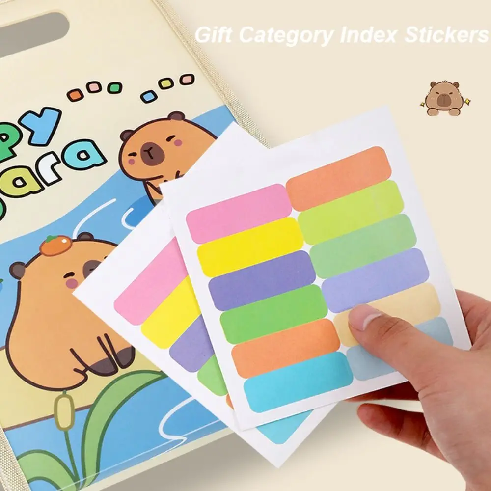 Cute Capybara A4 File Folder Cartoon Creative Test Paper Storage Folder Large Capacity 13 Pockets Document Bag
