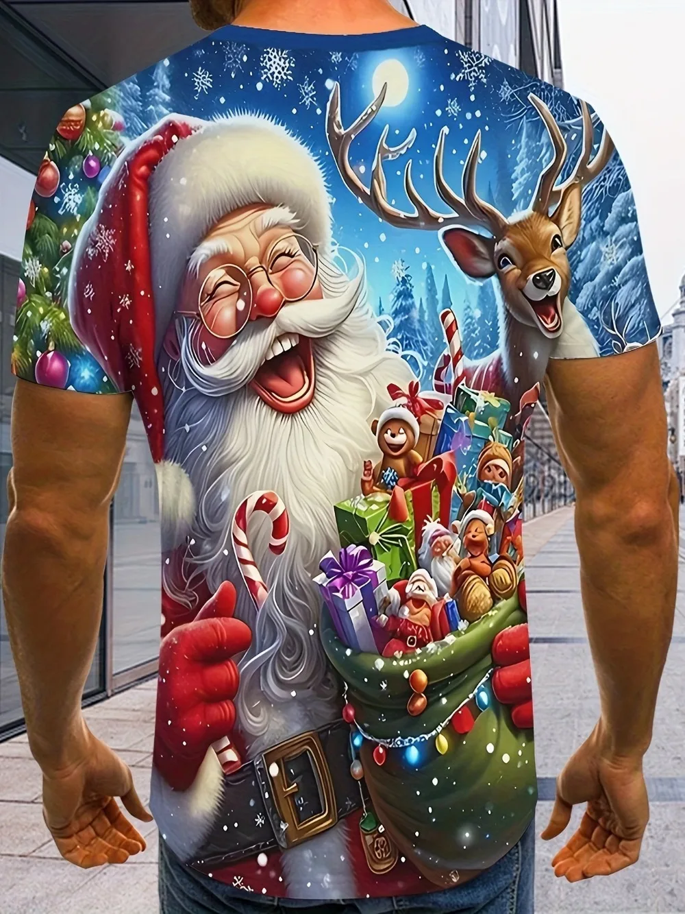 Santa Claus Pattern 3D Print Sport Breath Quick-dry Men Tshirt Role-playing Outdoors Street Fashion Casual Parent-Child Clothing