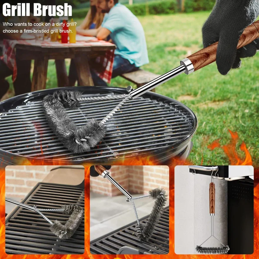 31pcs BBQ Grill Accessories Set, Heavy Duty Stainless Steel Utensils Kit with Mats and Brush in Carrying Bag