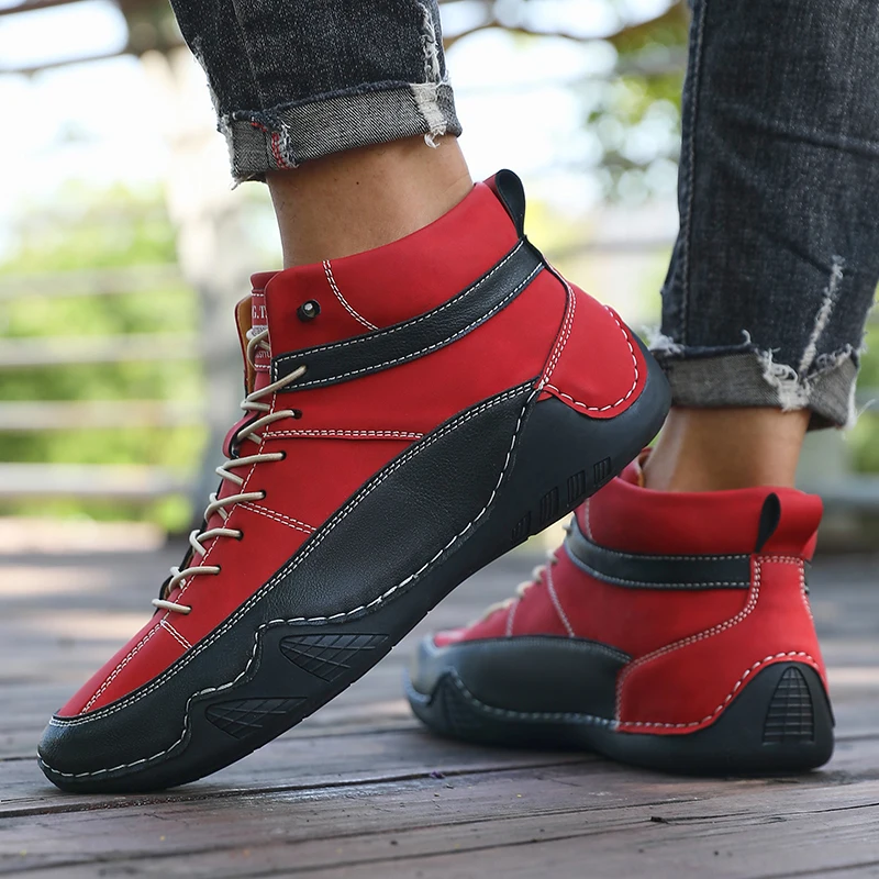 Men's Hiking Boots Outdoor Hiking Anti Slip Training Work Shoes Green Thick Soled Sports Shoes 2025 New Autumn and Winter Boots image 5