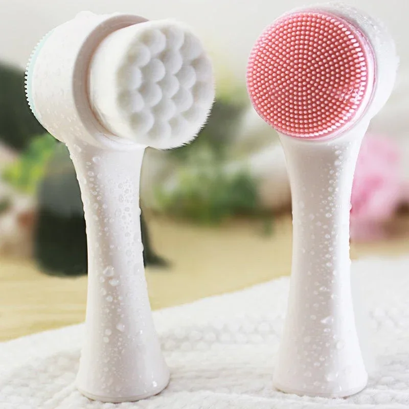 Silicone Face Cleansing Brush Double-Sided Facial Cleanser Blackhead Removal Product Pore Cleaner Exfoliator Face Scrub