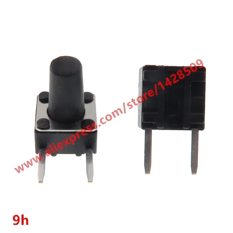 200PCS/LOT 6X6mmX9mm Black Mini Push Button Momentary Tact Button Switch Copper Side Two Pin DIP