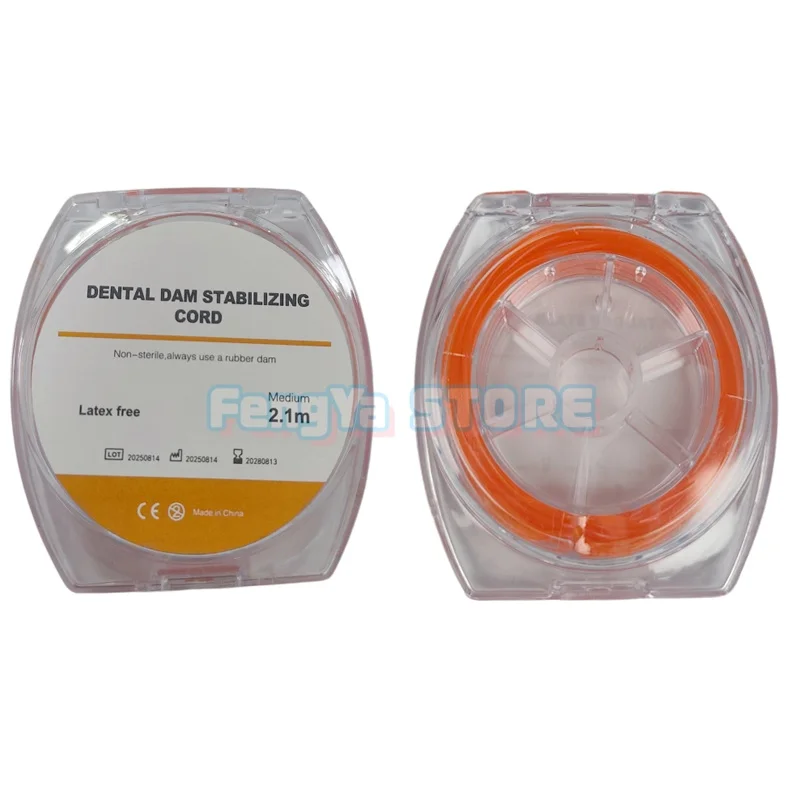 4.2m = 2 Roll Dental Non-sterile Rubber Dam Stabilizing Cord Latex Free Medium Dental Dam Elastic Rubber Barrier Wedge Line