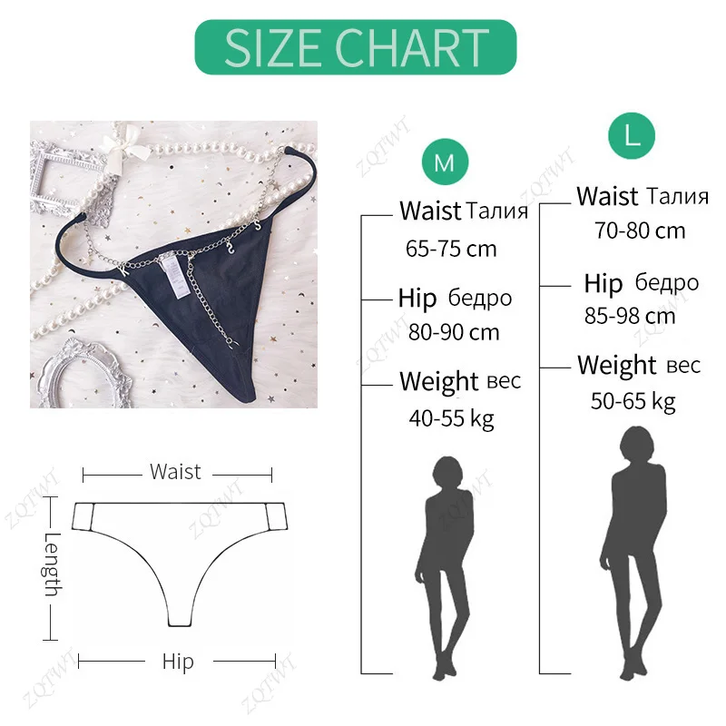 Hot Sexy Girls Thong Women Panties Cotton Chain Metal G String Briefs Letter Erotic Underwear Low Waist Female Intimates