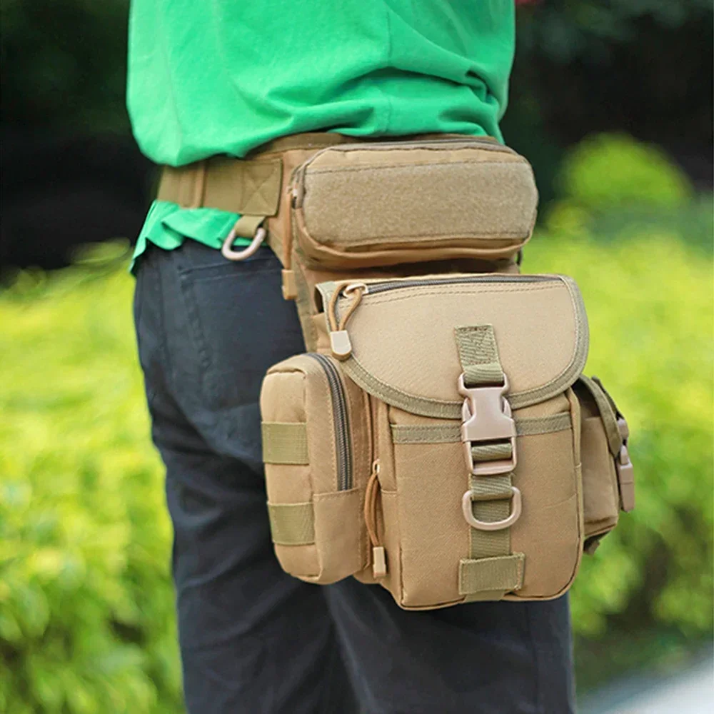 Men Waist Leg Bag Fanny Pack for Camera Motorcycle Rider Multi-Pockets Saddle Nylon Male Shoulder Cross body Hip Drop Thigh Bags