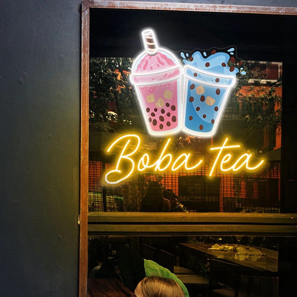 Bubble Tea Neon Sign for Sweet Coffee Storefront Wall Decor Boba Shop Led Light Signs Custom Bubble Tea Shop Boba Decoration