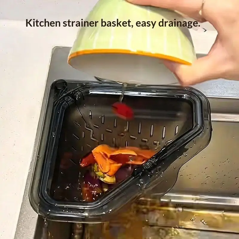Kitchen Sink Corner Drain Strainer Basket Easy Clean Durable Plastic Fast Draining for Kitchen Sink Organization Accessory