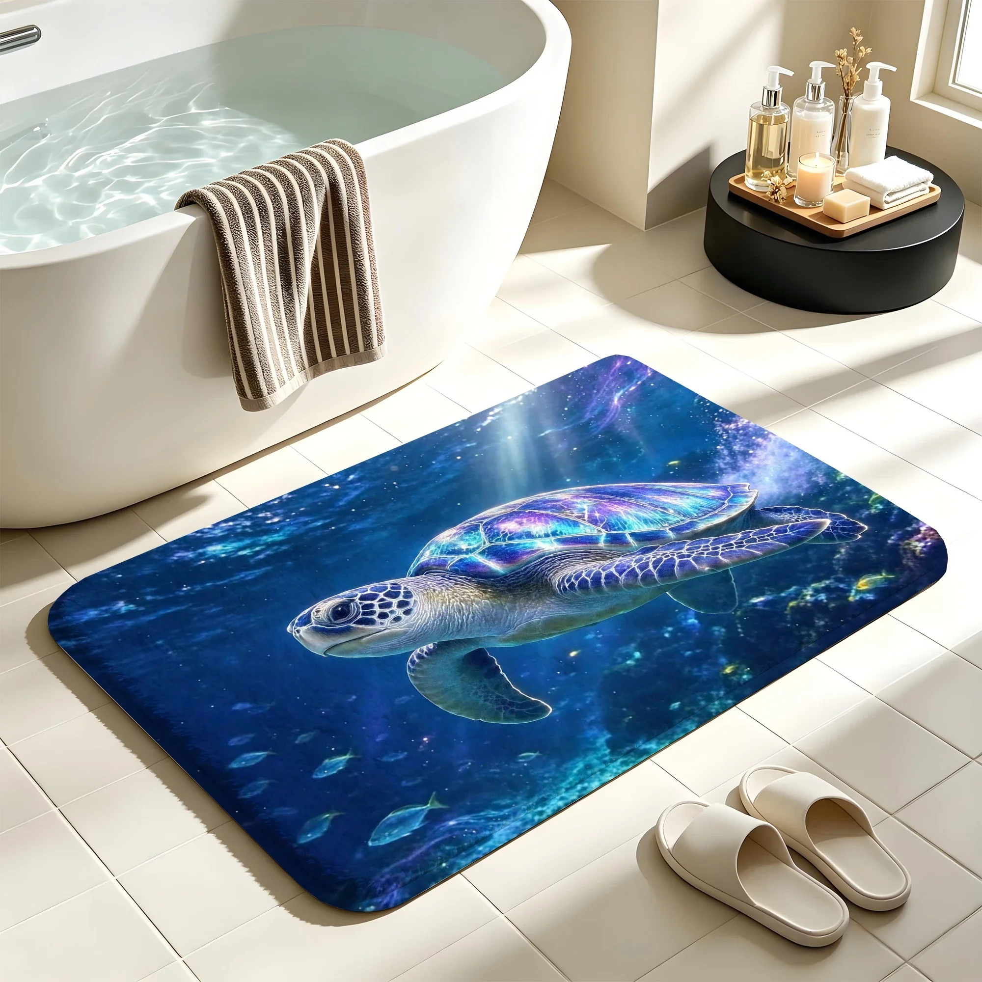 Sea turtle Bath Mat Water Absorbent Quick Dry Anti-Slip Shower Rug Floor Carpet for Bathroom Home Decor