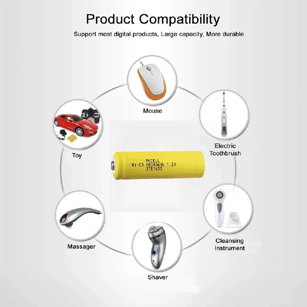 PKCELL 10PACK AA Solar Light Rechargable Batteries Cell NiCd 300mAh 1.2V Rechargeable Battery for Solar Garden Lights