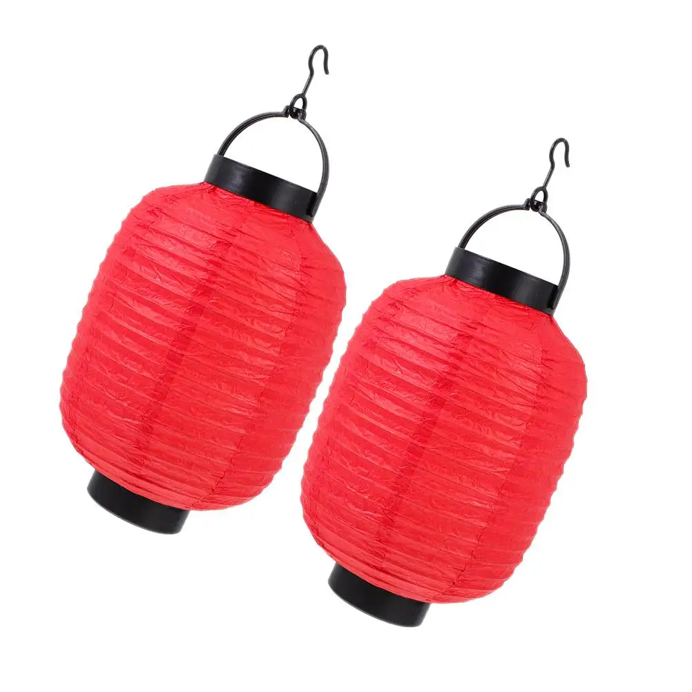 2 Pcs Folding Lantern with Light Foldable Lanterns Japanese Paper Hanging Metal