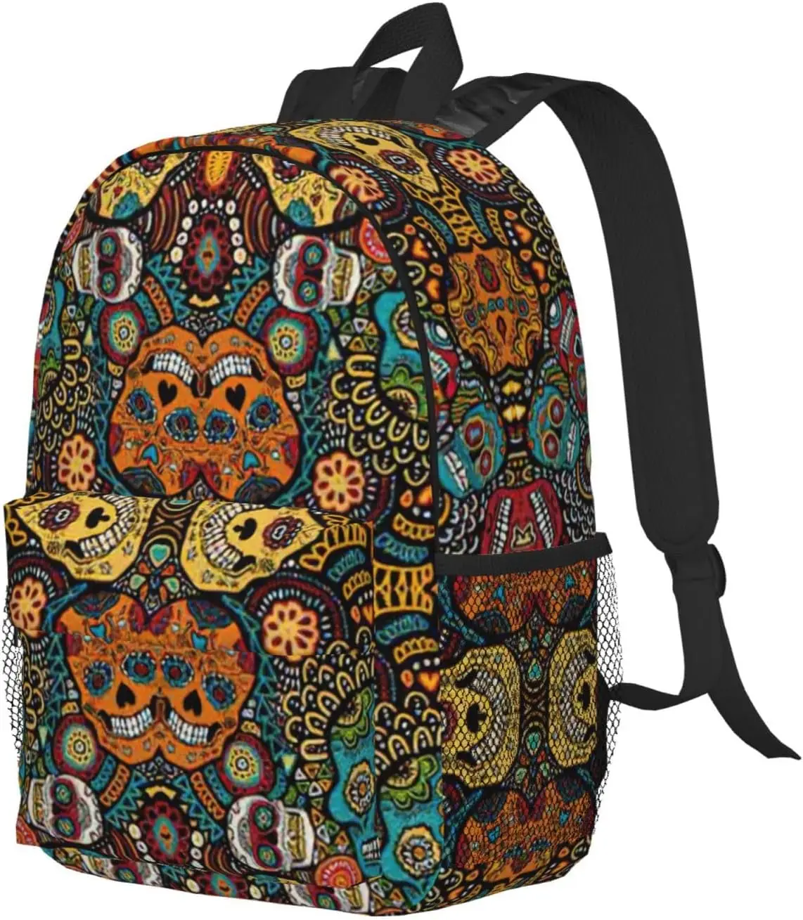 Colorful Sugar Skulls Print Versatile Adult Backpack for Work Hiking Waterproof Backpack Laptop Compartment