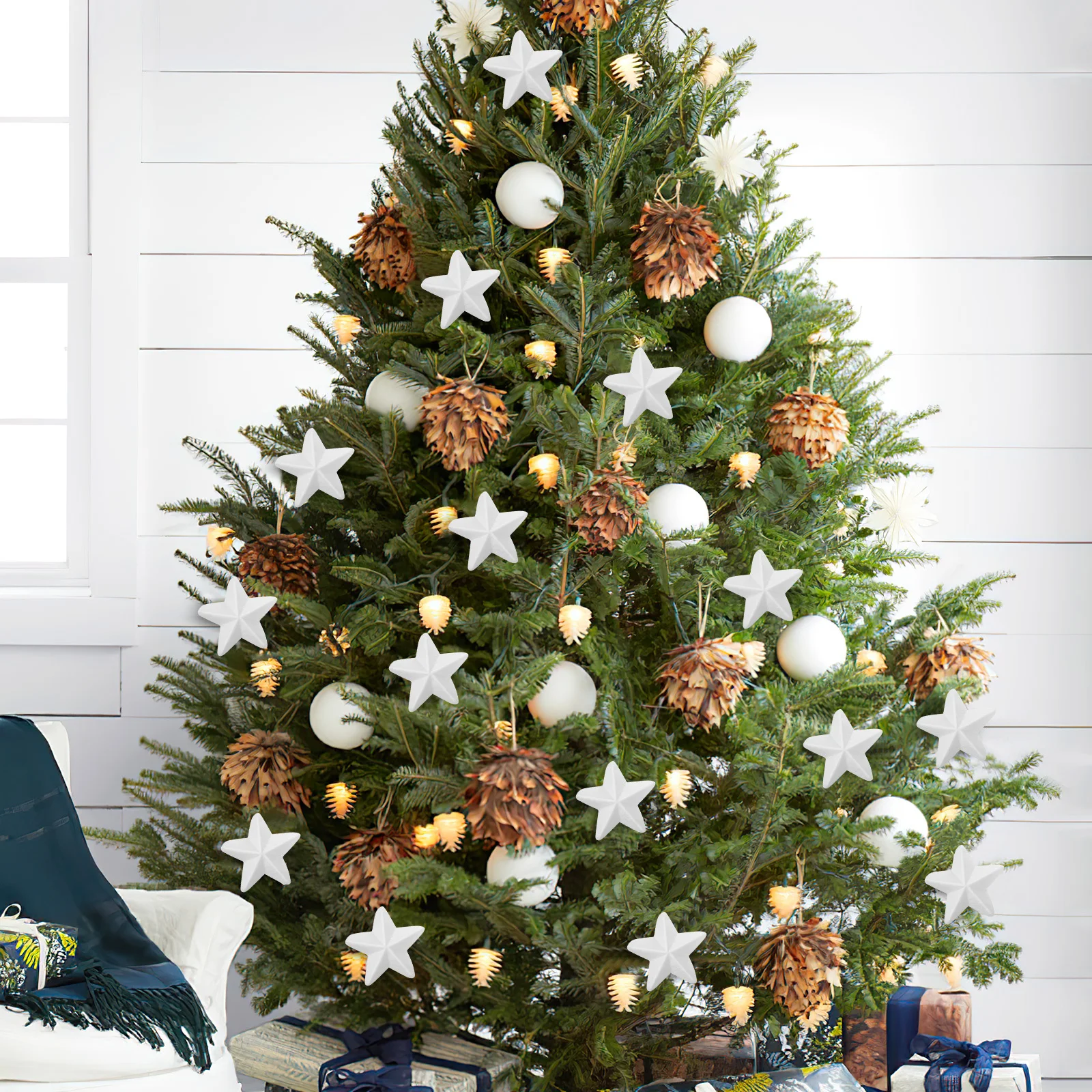 

30Pcs Star Decoration Balls 8x8cm White Creative DIY Craft Party Ornament Christmas Decorations Five-Pointed for