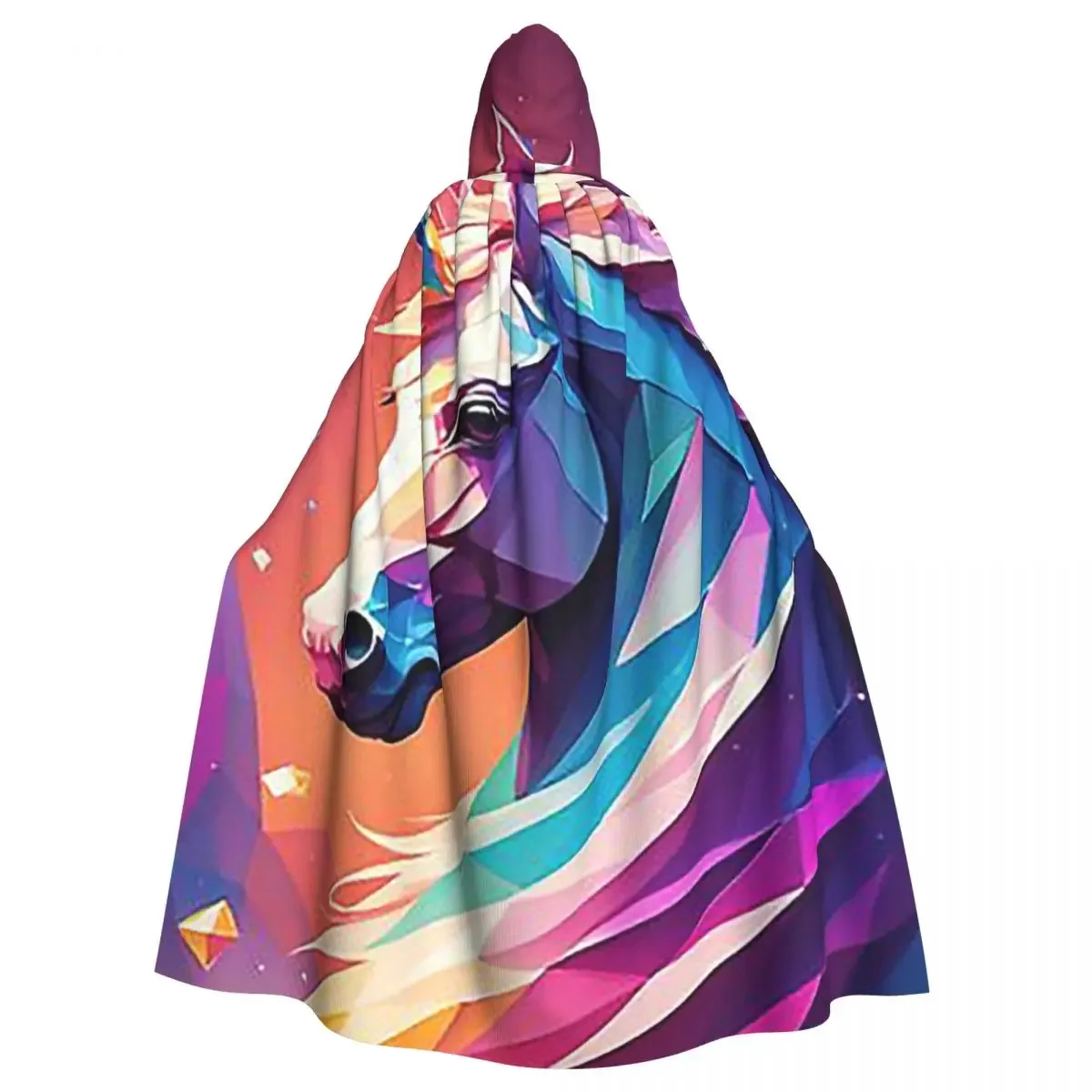 

Длинный плащ с капюшоном и кристаллами единорога, средневековый костюм ведьмы, накидка для косплея, накидка на Хэллоуин, вечеринка для взрослых, унисекс