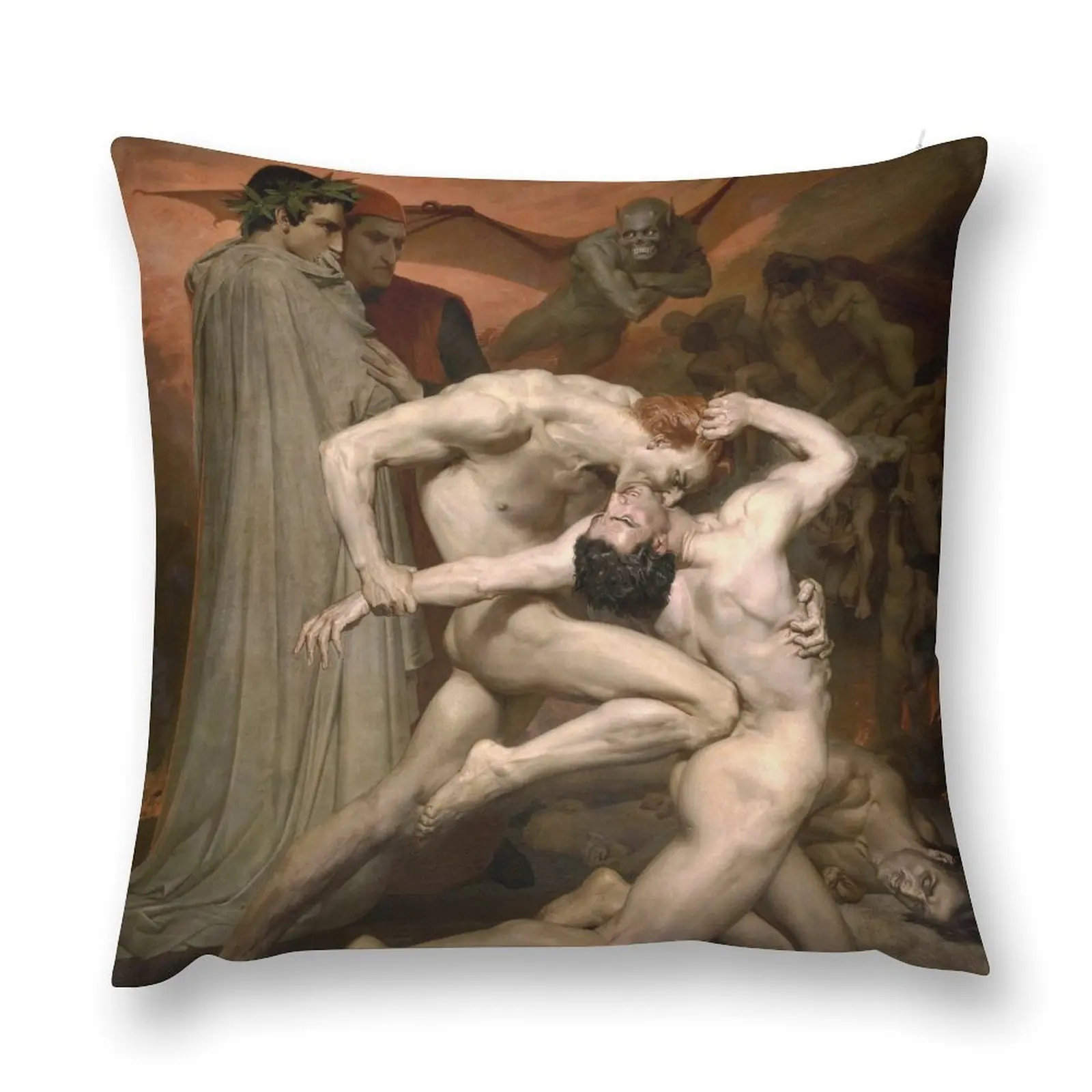 

Dante and Virgil in Hell, by William Bouguereau. Throw Pillow Pillow Cover pillow