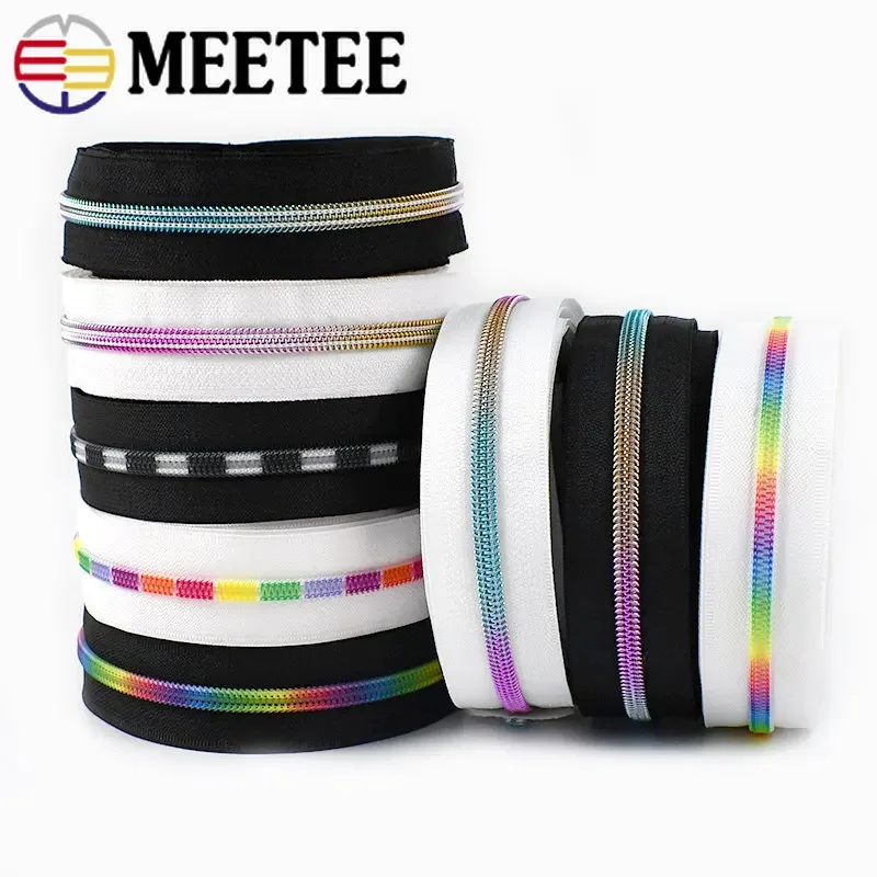 2/4Meters Sewing Zippers Bag Plastic Coil Zipper Tapes Decorative Nylon Zips Sliders Repair Kit DIY Closures Accessories