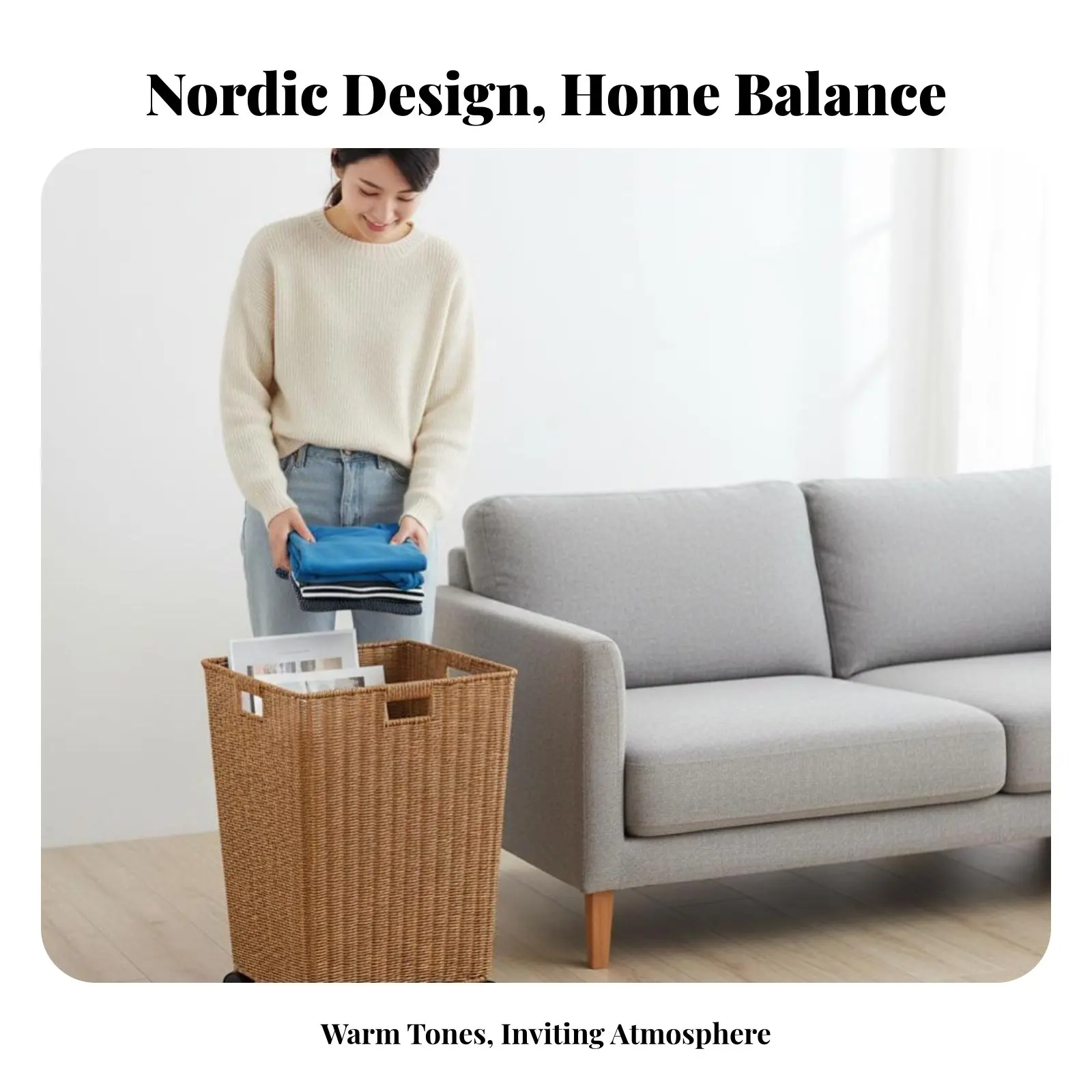 

Tall Woven Basket Nordic Design Woven Entryway Bin Multi-Purpose Large Capacity for Families, Students, Bedroom, Hallway, Office