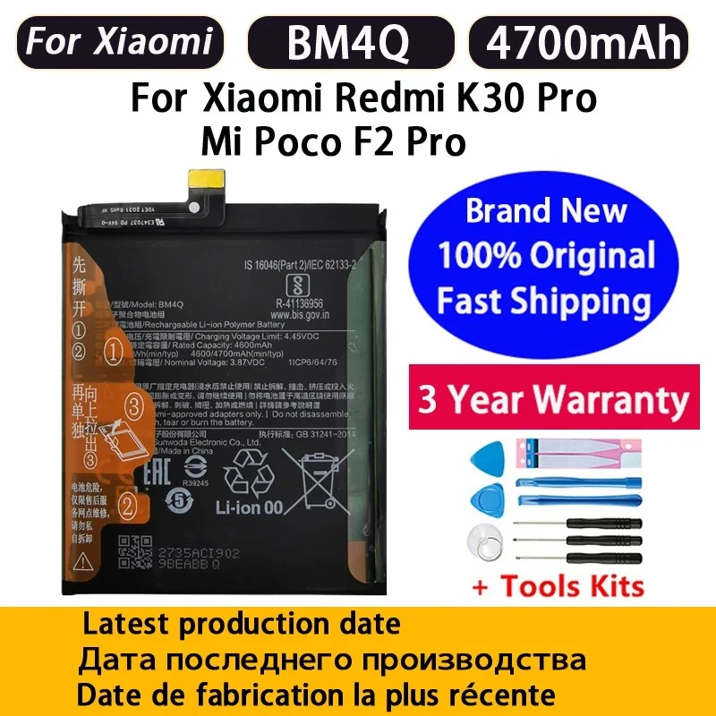 100% Fast ShippingNEW 4700mAh Battery BM4Q For Xiaomi Redmi K30 Pro K30Pro Poco F2 Pro Genuine Replacement Phone Batteries+Tools