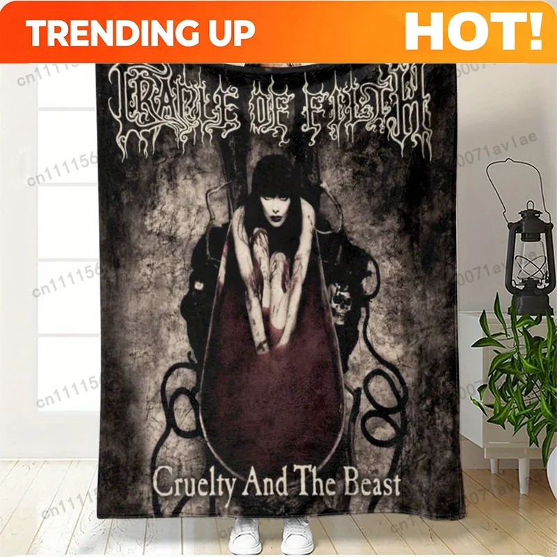 Customize 230GSM Cradle of Filth Design HD Printed Nap Blanket, Multi-Purpose HD Printed Outdoor Beach Camping Living Room Sofa