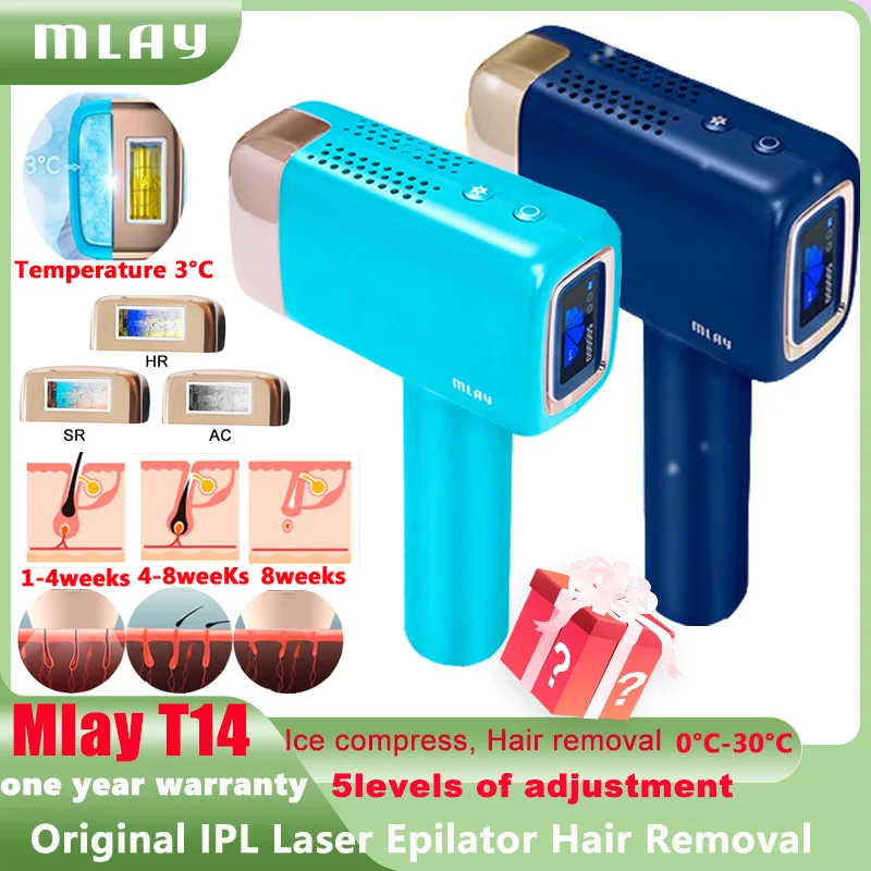 MLAY T14 Laser Hair Removal IPL Laser Epilator ICE Cold 500000 Flashes 3IN1Automat Home use For Women Men Body Depilador a laser