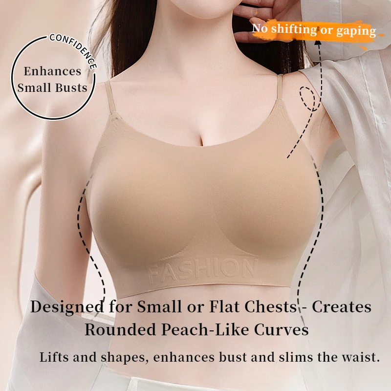 Small Bust Enhances Fullness Foundation White T-Shirt Seamless Invisible Thick Flat Chest Bra Comfortable Support
