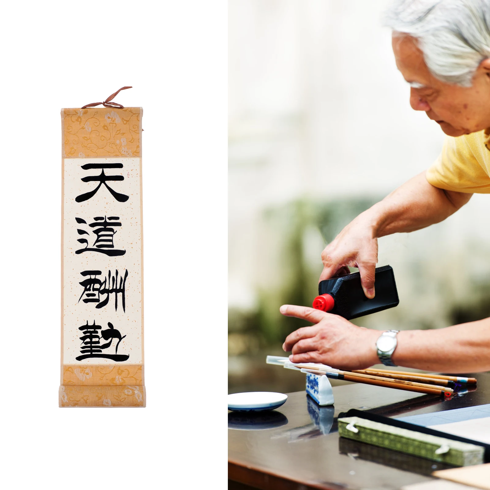 

Blank Small Rice Paper Chinese Art Paper Scroll Calligraphy Painting Decor Couplet Scrolls Easy Blank Scroll Storage Long Life