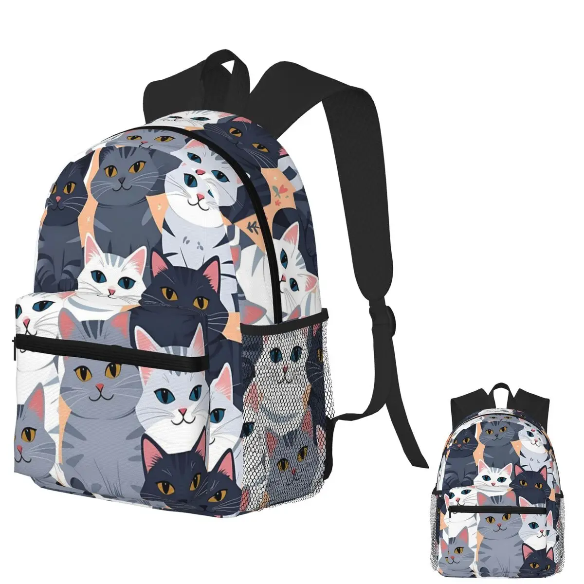 

Gray Cat Pattern Student Backpack School Bag Hiking Travel Daypack for Boys Girls Bookbag Shoulder Bags