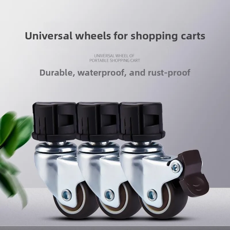 Portable Shopping Cart Wheels TPR Wear-resistant Wheels Metal Frame Non-slip Slope Universal Brake Wheels Household Storage