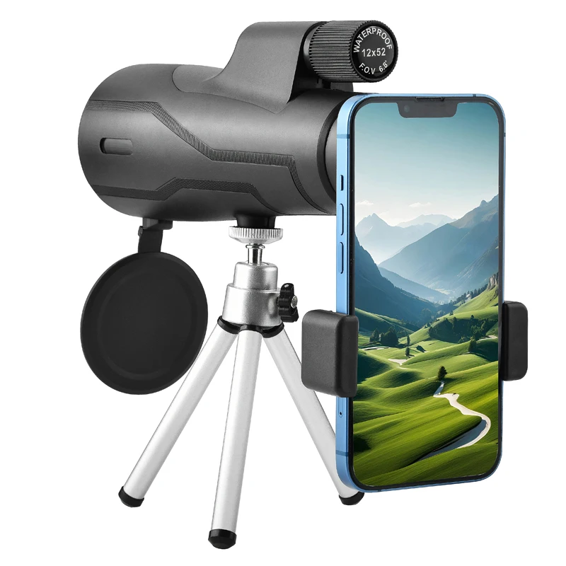 Weitwinkel 12x52 Leistungsstarkes ED-Monokular-Teleskop Premium extra geringe Streuung Nebelsicheres BAK4-Monokel mit großer Reichweite für Jagd und Wandern – Detail 13