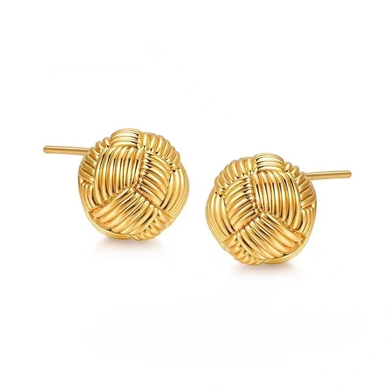

Classic Kt18 Gold Color Hair Ball Earrings for Women Bride Birthday Wedding Engagement Party Fine Stud Earrings Jewelry Gifts