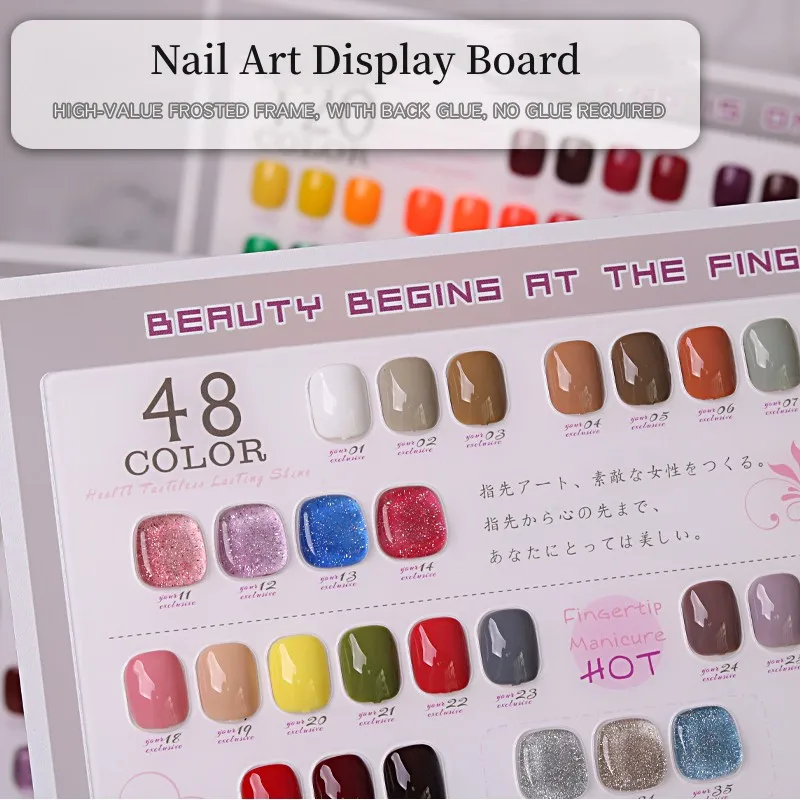 36/48/80 Colors Japanese Style Manicure Display Board Acrylic Nail Plate With False Tips UV Gel Polish Glue Colors Showing Shelf