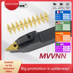 MVVNN1616 MVVNN2020 MVVNN2525 MVVNN3232 External Turning Tool Holder VNMG16 Carbide Inserts MVVNN Lathe Cutting Machine Tools