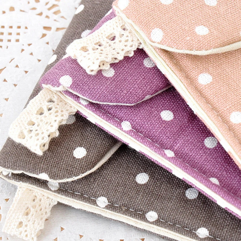 

10pcs Sanitary Napkins Storage Bag Cotton Linen Portable Pouch For Women Girls Travel Outdoor Use Wallet Card Holder Container