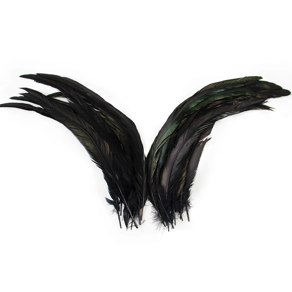Plumes de coq noires 35-40cm, 50/100/500 pièces, plumes de poulet naturelles pour bricolage, artisanat, coiffure de carnaval, accessoires de décoration de mariage