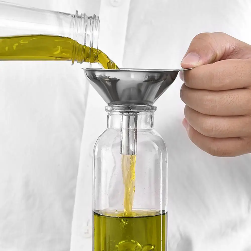 Dishwasher Safe Funnel 3 Sizes Stainless Steel Kitchen Funnels Set with Ergonomic Handle Clamp Ring Dishwasher Safe for Bottles