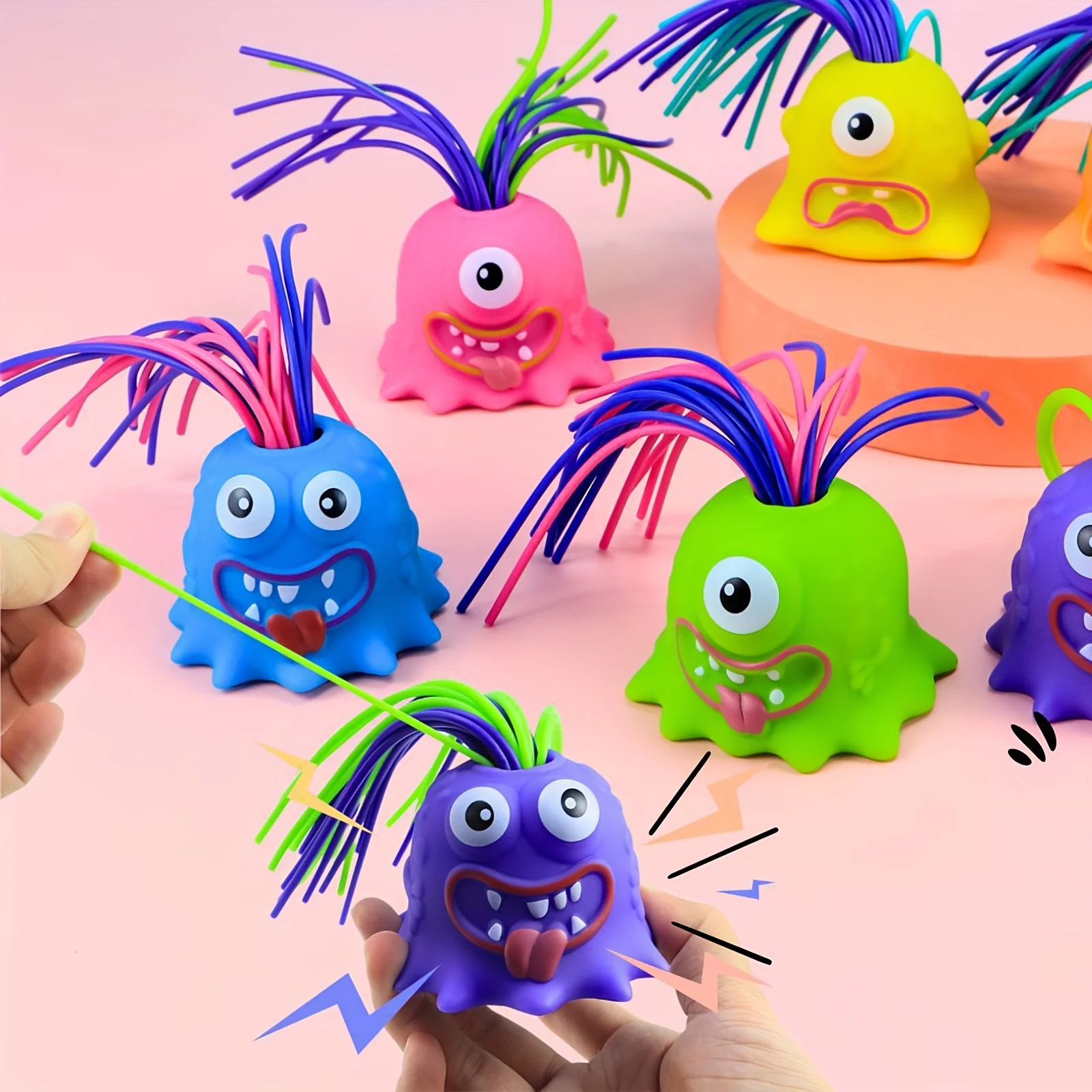 1 unidad Nuevo Juguete Divertido de Monstruo Pequeño que Grita al Estirar el Pelo, Juguete Antiestrés para Niños, Juguetes Educativos Creativos y Divertidos para Navidad