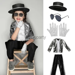 5pcs Set Kids Michael Costume Boys Superstar Cosplay Singer Stage Performance Clothing 80s 90s Hip Hop Shiny Outfit For Children