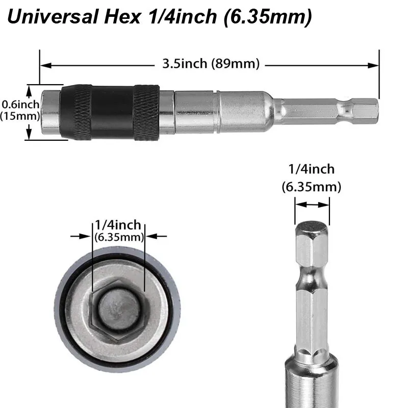 360° Pivot Drill Bit Holder 1/4" Magnetic Screw Drill Tip Screw Tool Quick Change Locking Drive Guide Extensions Rod Adapter