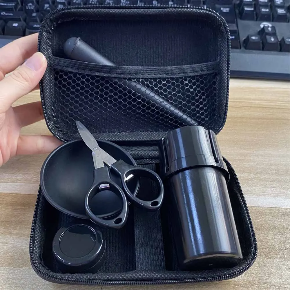 1Set Black Grinder Crusher With 67mm Silicone Bowl Silicone Jar Tobacco Kit Man Gift Smoking Accessories - view 3