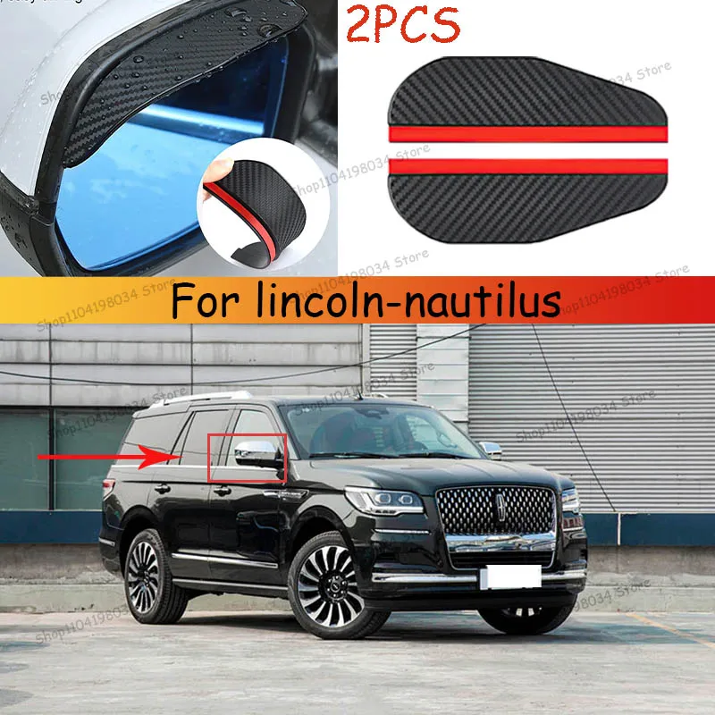 

For lincoln-nautilus Car 2PCS Carbon Fiber Sun Visor Shade Cover Car Rearview Mirror Rain Eyebrow Protector Clear Vision