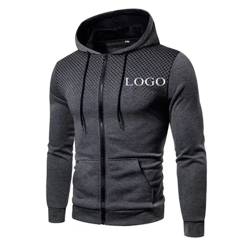 

Your own brand logo design/personalized image, men's DIY Polka Dot zipper hooded sweatshirt anytime, anywhere, new fashion