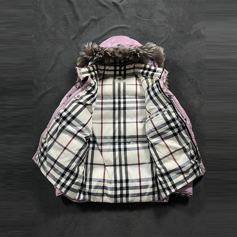 Elegante manga destacável para baixo jaqueta feminina couro brilhante gola de pele acolchoado casaco de algodão 2025 nova moda inverno senhora outwear