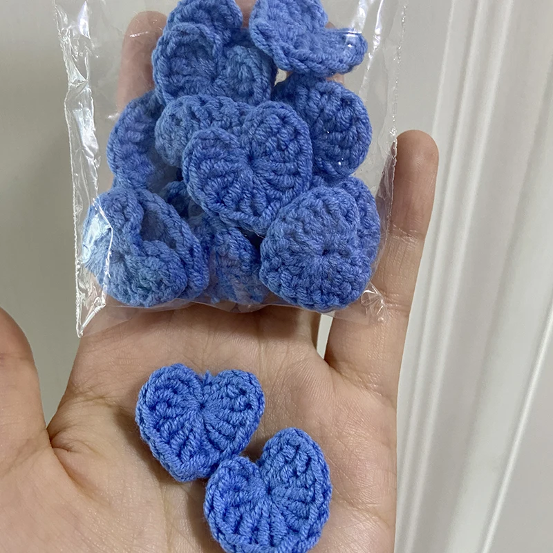 50 Stück Bunte Baumwoll-Häkelherzen 2,2 cm Ornamente DIY Haarspangen-Dekoration Handgemachtes Bastelzubehör Stoffapplikationen – Detail 7