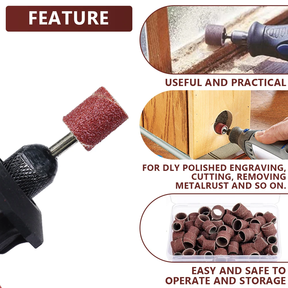 XCAN 384pcs Sanding Drums Kit 80-600 Grit Sanding Bands Sleeves with Drum Mandrels for Dremel Nail Drill Rotary Abrasive Tools