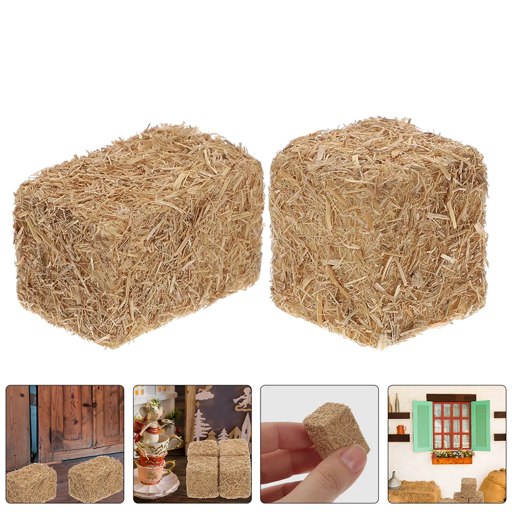 8 Pcs Simulated Mini Haystack Decorations Bales Dollhouse Fall outside DIY Fake Toy Room