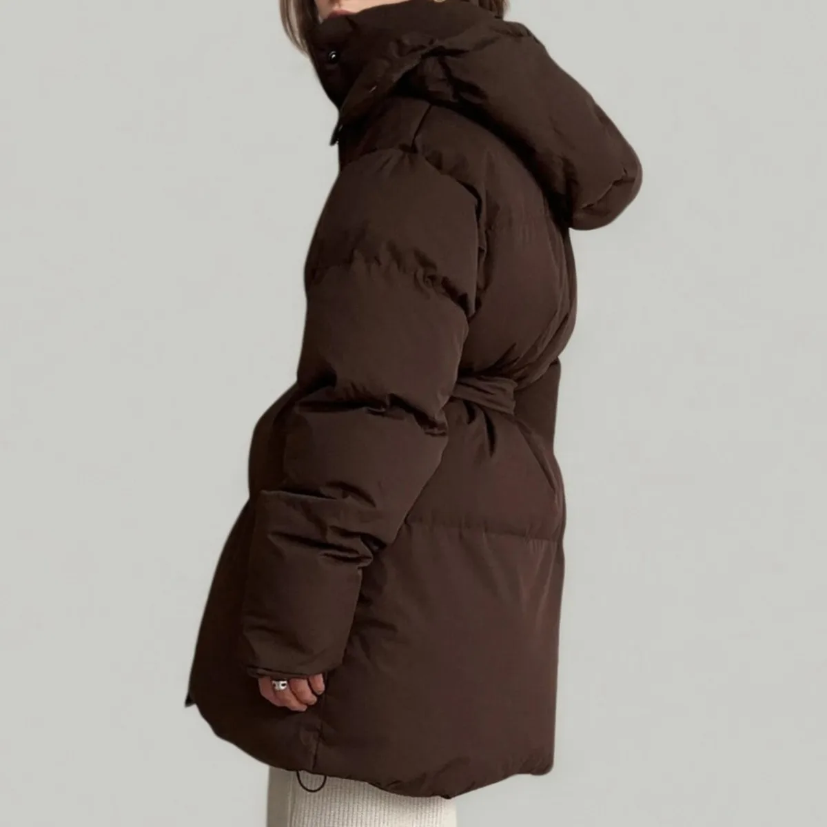 CiCi المرأة تعادل الخصر معطف منتفخ شتاء دافئ البوليستر مقنعين سترة لخريف ملابس خارجية موضة سترة غير رسمية الشارع الشهير #5