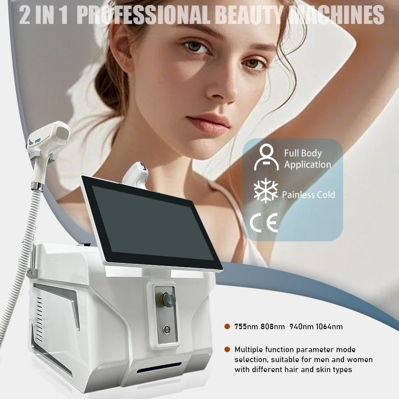 

Полностью обновленный профессиональный диодный лазер 2-в-1 с 4 волнами 808 нм, 4000 Вт, для удаления волос, а также пикосекундный лазер Q-switched ND:YAG для удаления татуировок