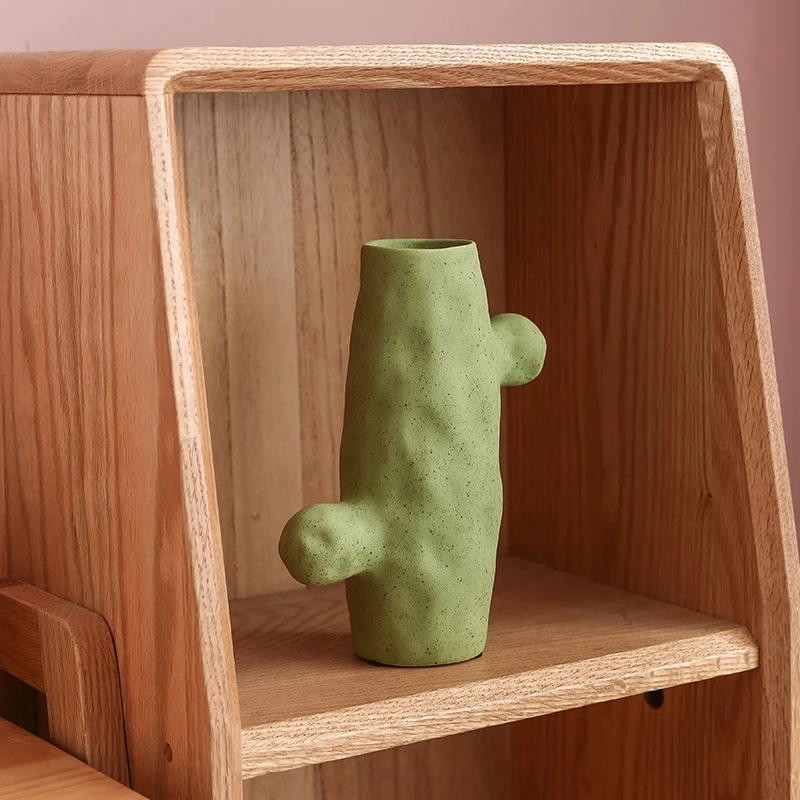 Creative Cactus Ceramic Vase Simulated Cactus with Polka Dots Flower Vase Floral Flowerpot Room Decoration Accessories