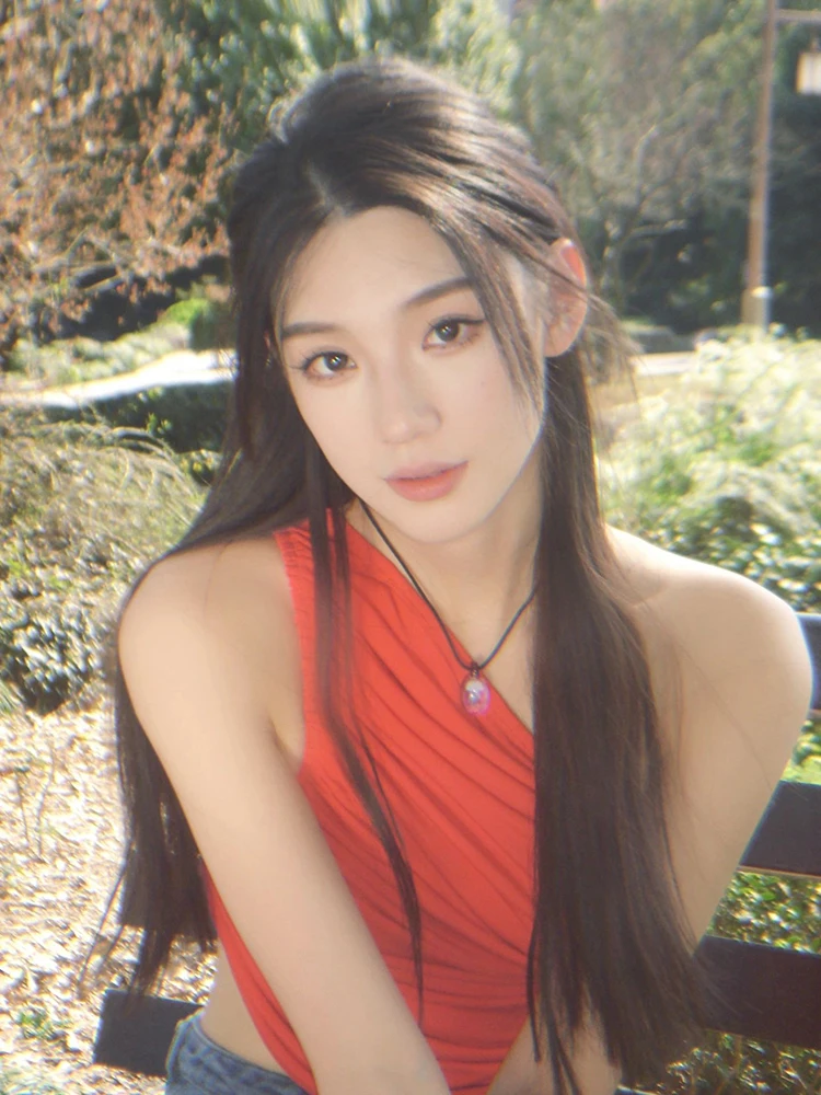 Faionable oulder Bared ort Chaleco de vientre plegado para deportes de baile callejero y latino Top T irt Diseño de un solo hombro Algodón M...